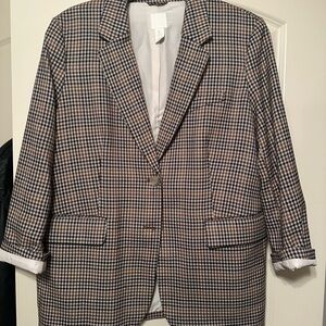 H&M Black and Brown Sport Coat with Plaid Pattern